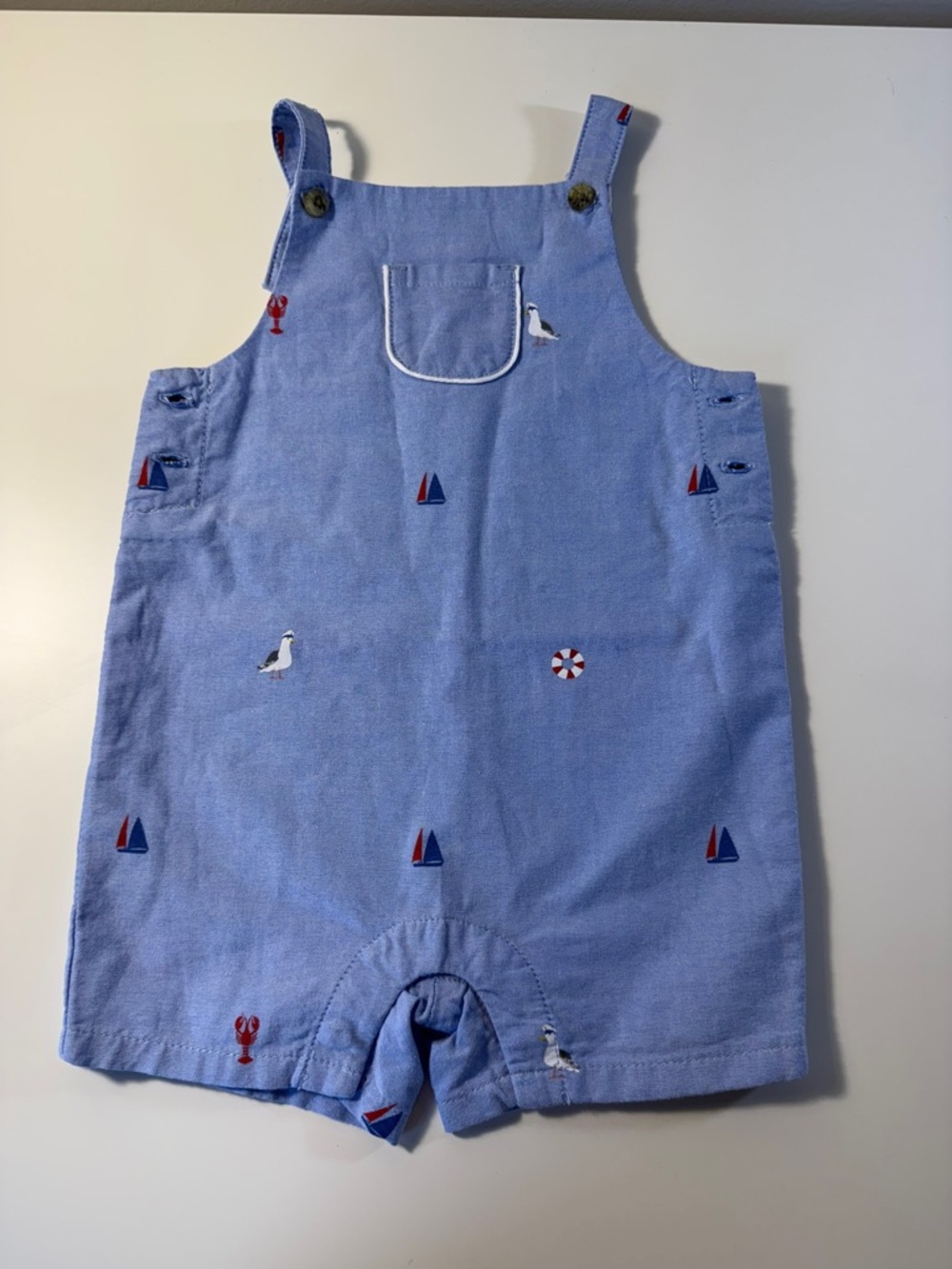 Janie and Jack 6-12 Month Cotton Nautical Seagull Lobster Yacht Overalls Romper